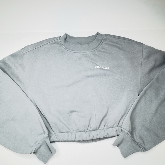 HM Divided‎ Womens Gray Top Cropped Long Sleeve Western Style Size:XS - Picture 6 of 13